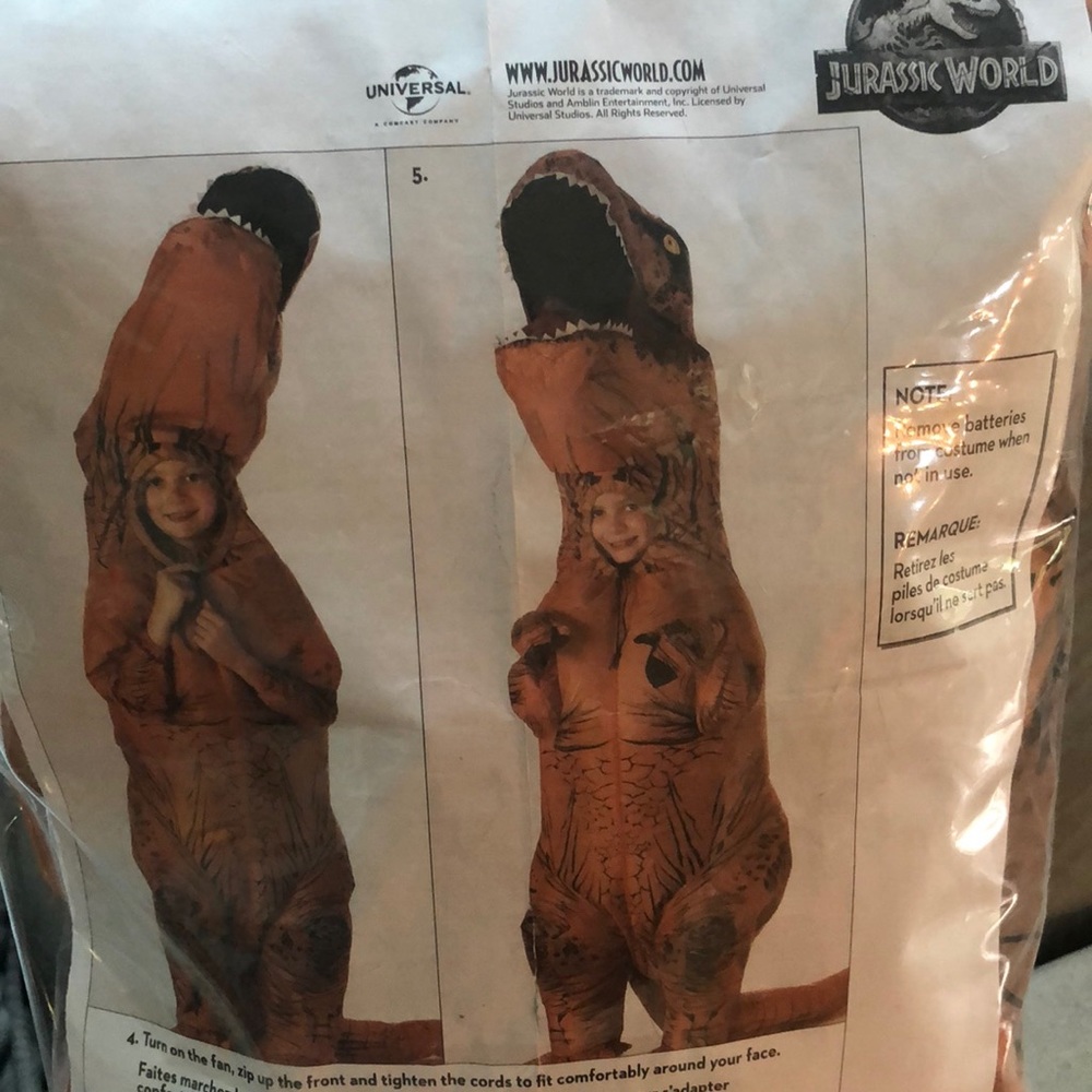 Child’s Inflatable T-Rex 🦖 Costume, Size Small